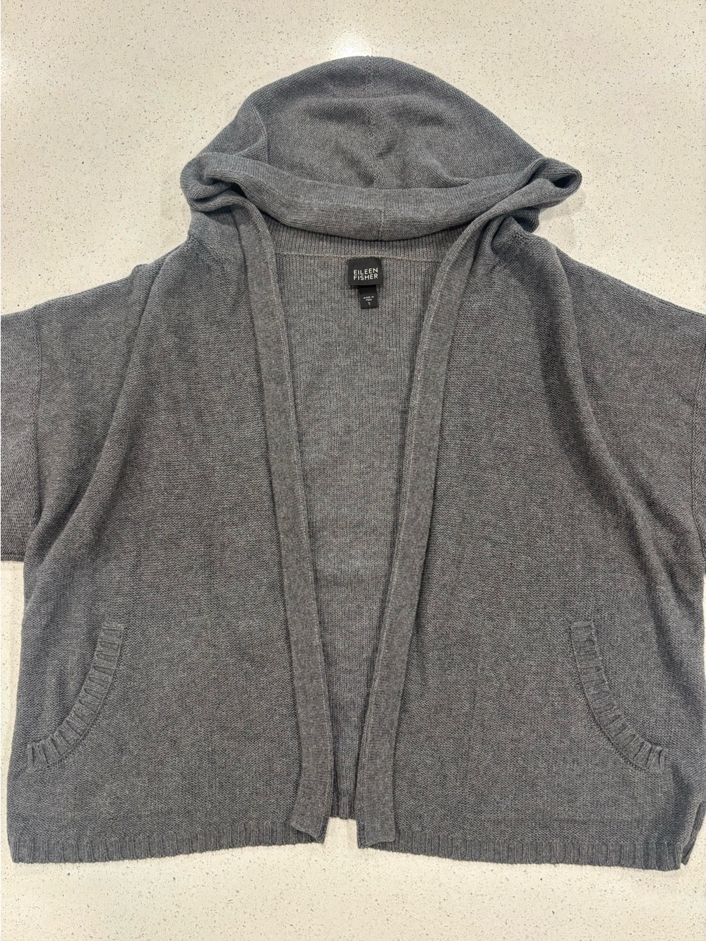 Eileen Fisher Women’s Gray Hooded Open-Front Cardigan Sweater Small
